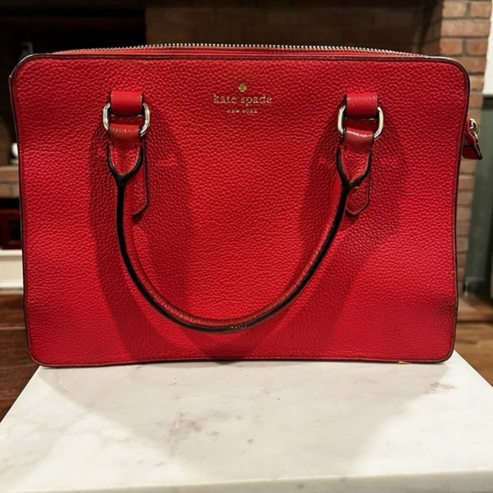 Kate Spade‎ New York Mulberry Street Lise Satchel Crossbody Pebble Red Leather